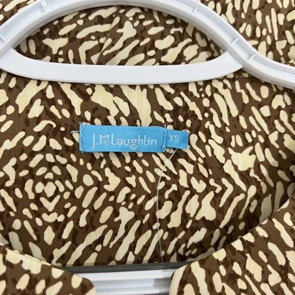 J Mclaughlin Carly Dress XS NWT $228 3/4 Sleeve Knee Catalina Beatriz Spot Brown - Picture 3 of 6